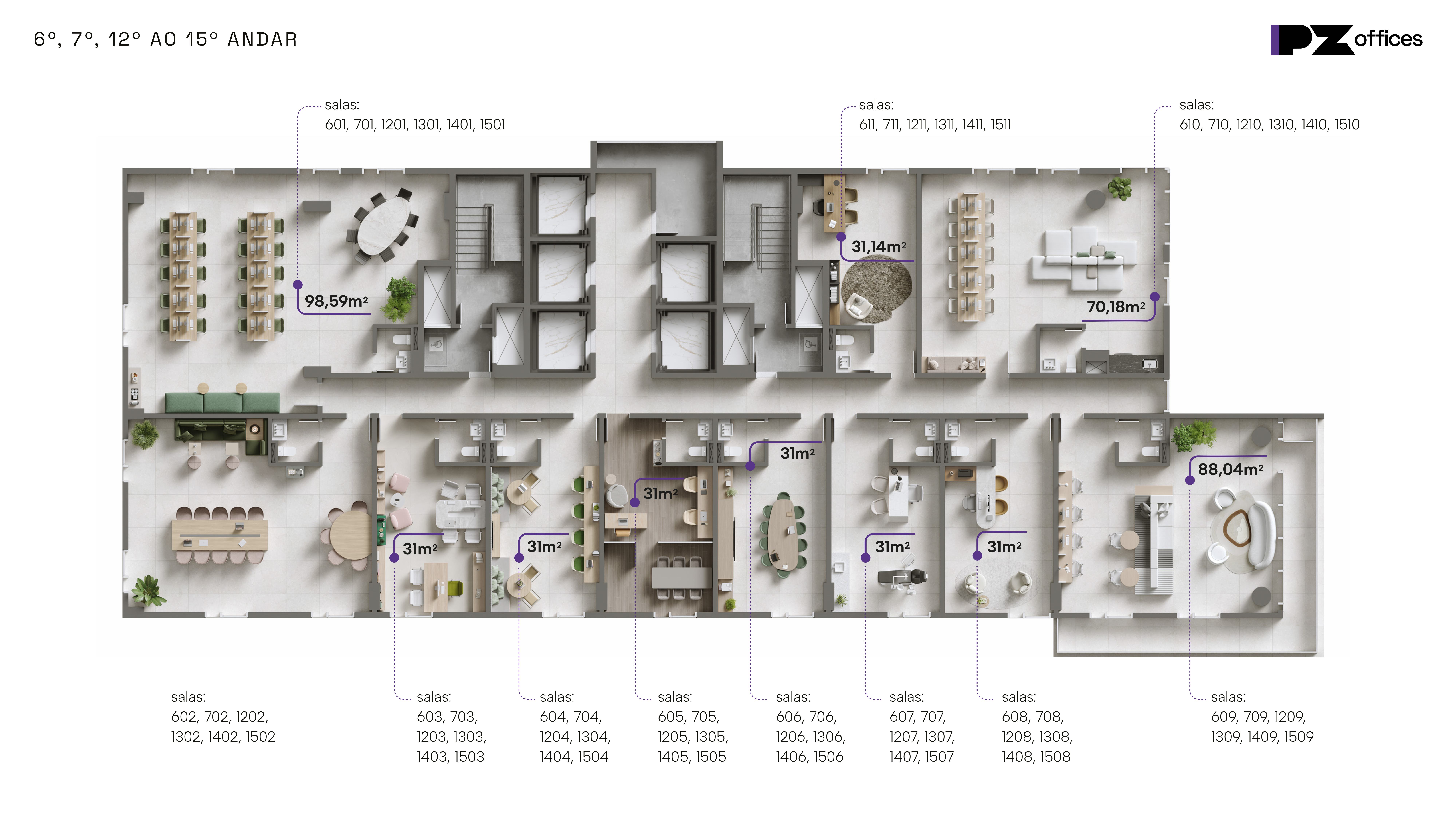 Planta PZ Offices — opção 1